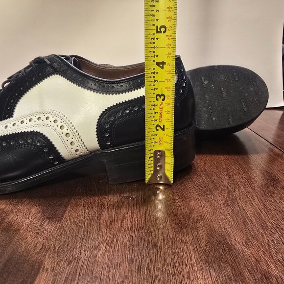ALLEN EDMONDS Broadstreet Black/White Wingtip Spectator Shoes 9D Made in USA - Picture 15 of 16